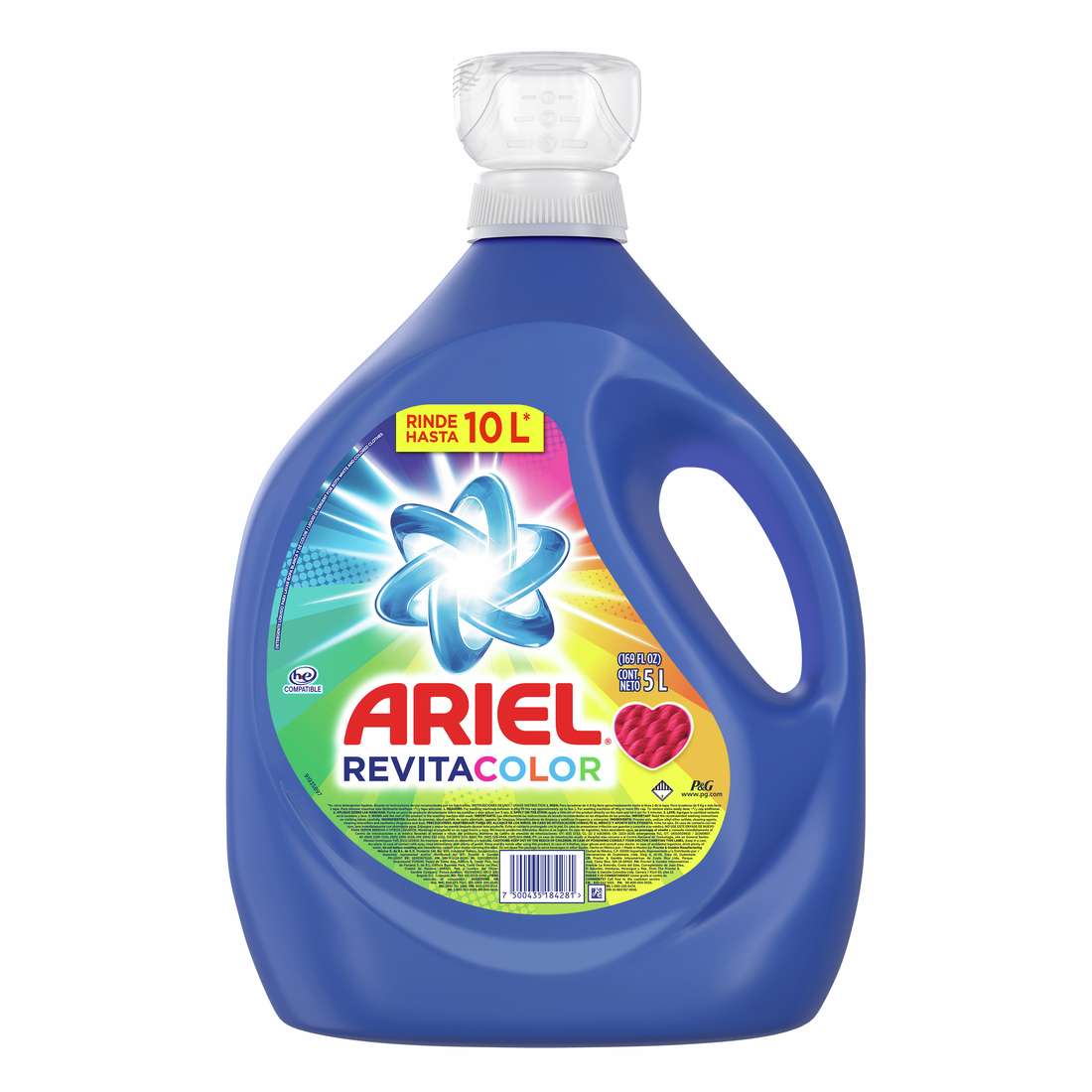 Ariel Revitacolor Detergente Líquido Concentrado Para Lavar Ropa Blanca Y De Color 5 l