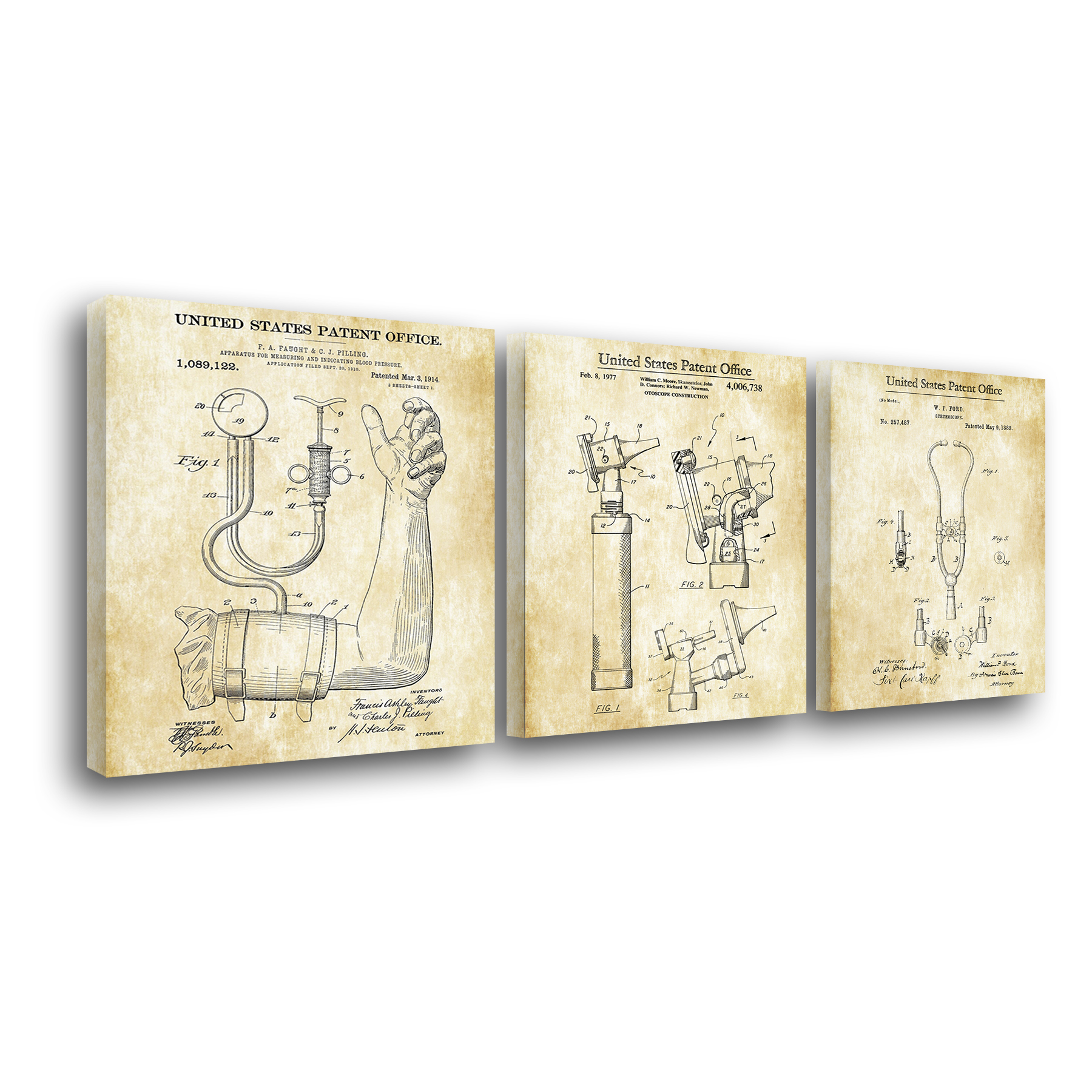 Set 3 Cuadros Para Consultorio - Instrumentos Medicos Vintage