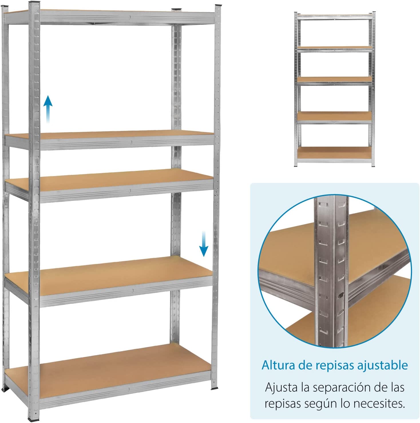 Anaquel Metálico 5 Niveles 90 X 40 X 180 Cm Estantes de Almacenamiento Uso Rudo.