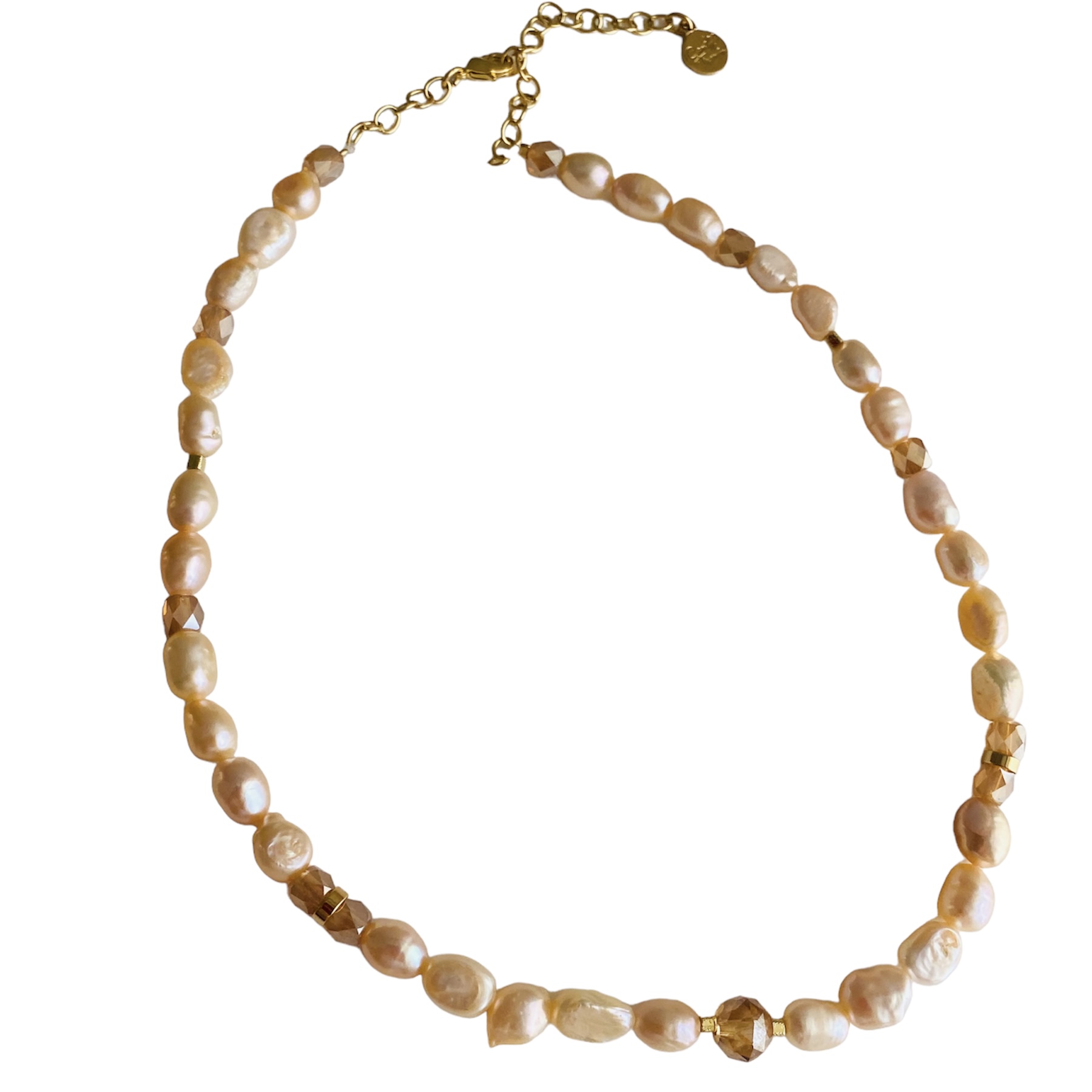 Collar perlas cultivadas y cristales- Baño de Oro 18K