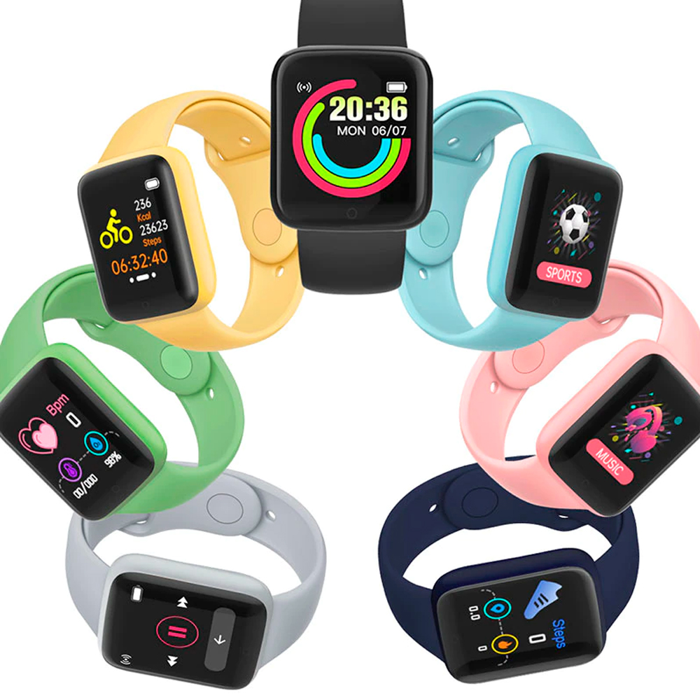 Reloj Inteligente Y68 Smartwatch Bluetooth Azul Cielo
