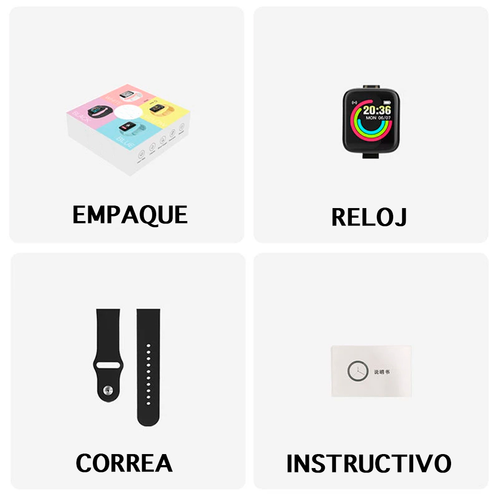 Reloj Inteligente Y68 Smartwatch Bluetooth Azul Cielo