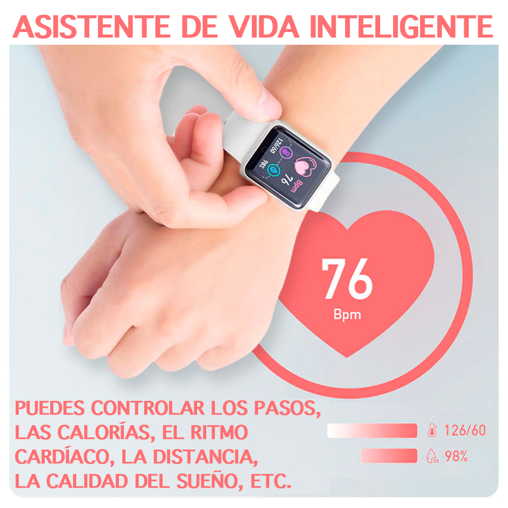 Reloj Inteligente Y68 Smartwatch Bluetooth Azul Cielo
