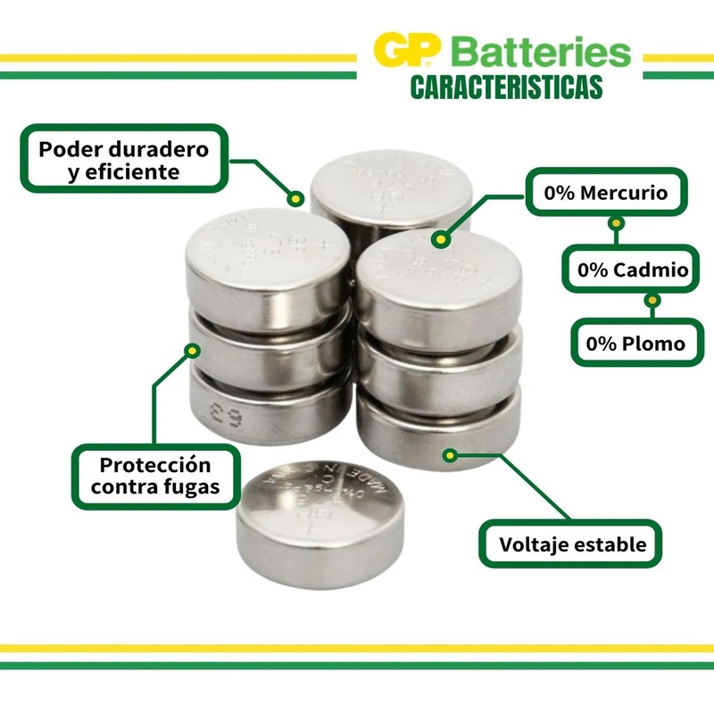 Pilas Gp Batteries Lr44 / (a76, Ag13) / Paquete Con 10 Piezas / GPPBAA76F012