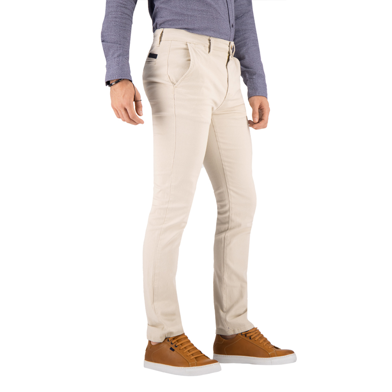 Pantalon Casual Para Hombre De Gabardina Stretch Color Beige