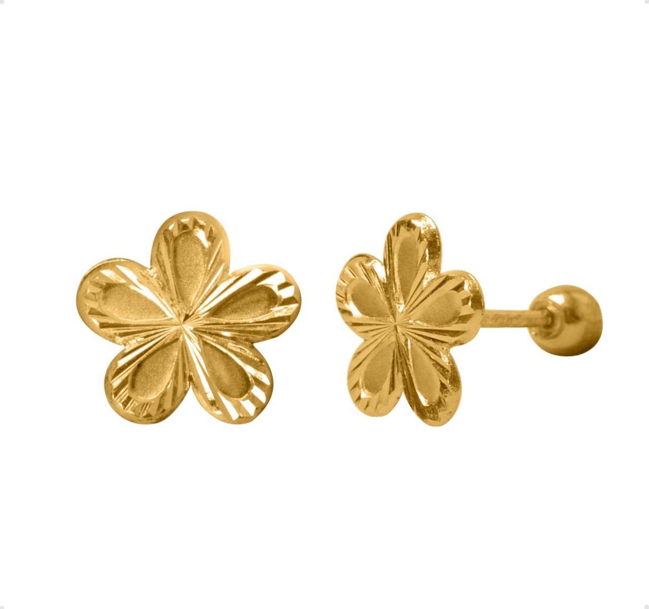 Aretes | Broqueles Flor Oro Puro 10k Piercing Moda + Estuche