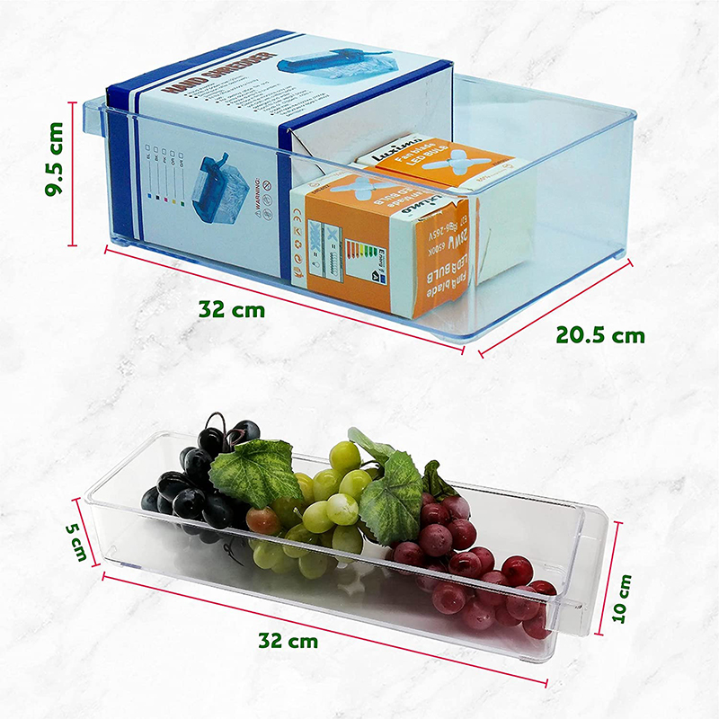 Juego de 3 cubos de almacenamiento RD ROYAL COOK  para refrigerador transparentes de acrilico duradero, apilables