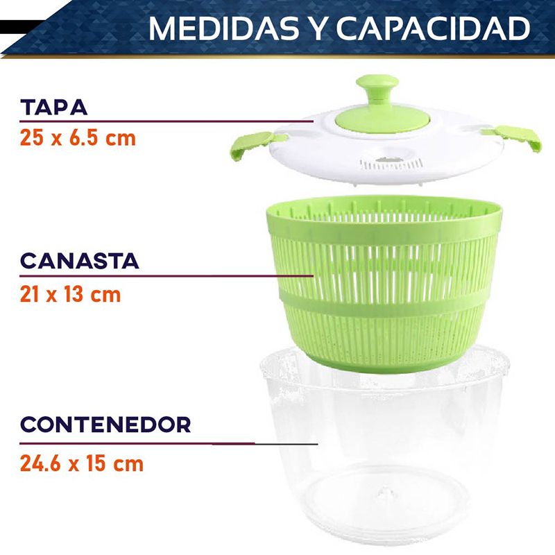 Centrifugadora RD ROYAL COOK Secadora de Lechuga Coladores de verduras Escurridor de frutas y verduras 