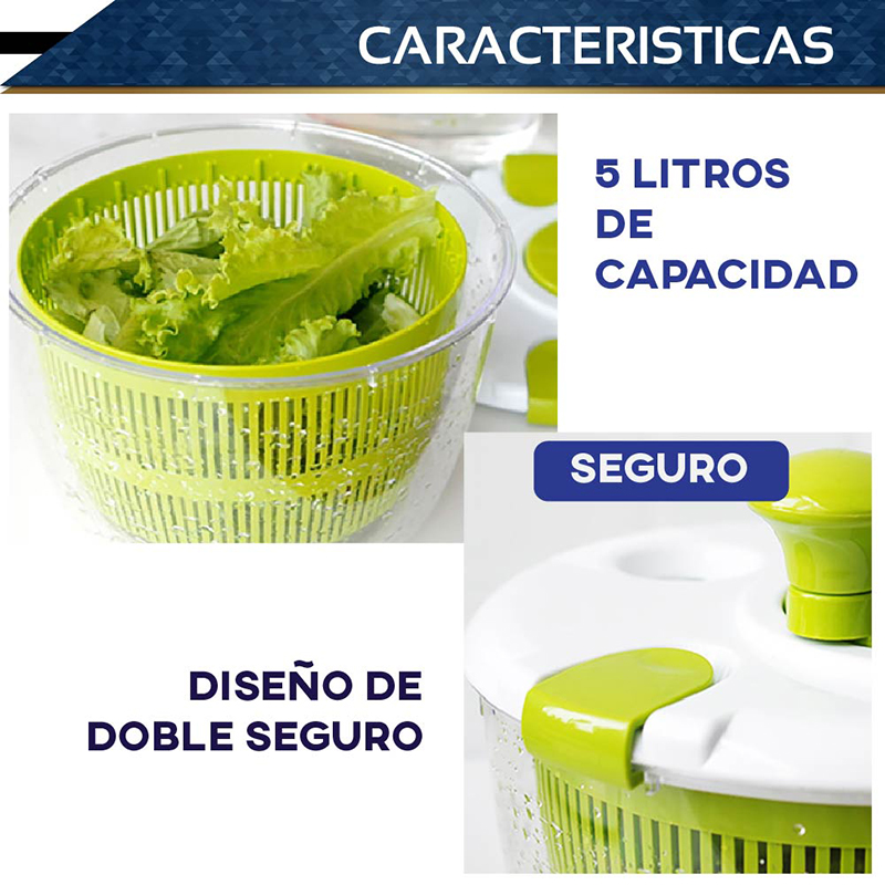 Centrifugadora RD ROYAL COOK Secadora de Lechuga Coladores de verduras Escurridor de frutas y verduras 