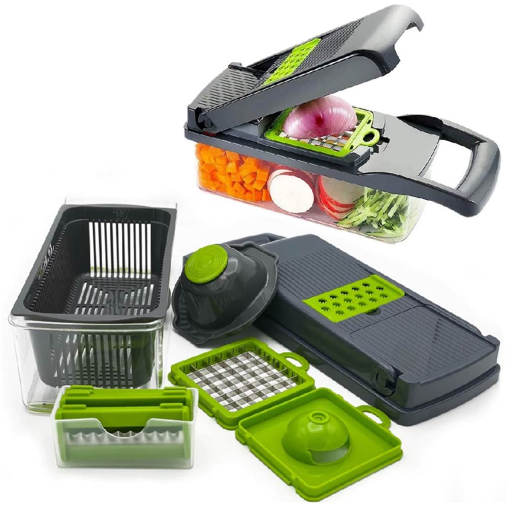 Dicer Plus Cortador CHIC-FANTASY Legumbres Verduras Frutas Rallador Cortador Pelador Rebanador de Verduras mandolina de 16 piezas 