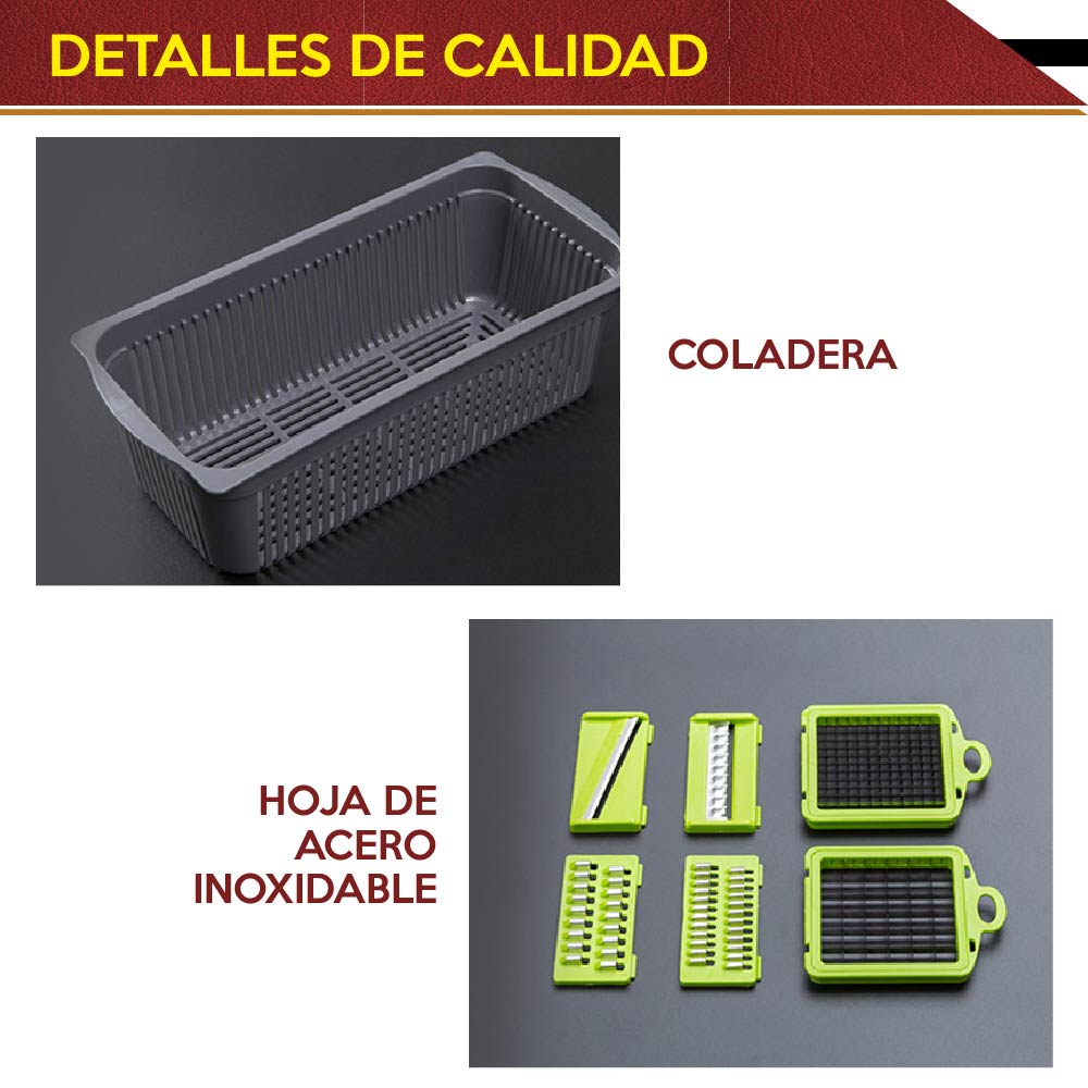 Dicer Plus Cortador CHIC-FANTASY Legumbres Verduras Frutas Rallador Cortador Pelador Rebanador de Verduras mandolina de 16 piezas 