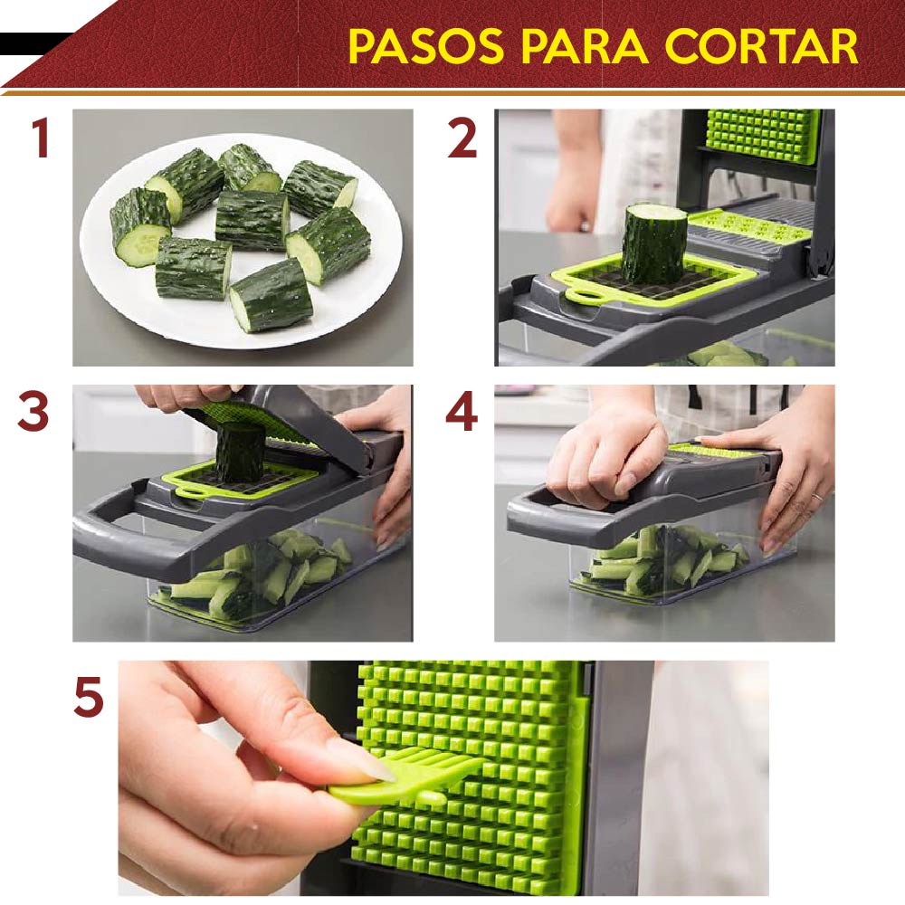 Dicer Plus Cortador CHIC-FANTASY Legumbres Verduras Frutas Rallador Cortador Pelador Rebanador de Verduras mandolina de 16 piezas 
