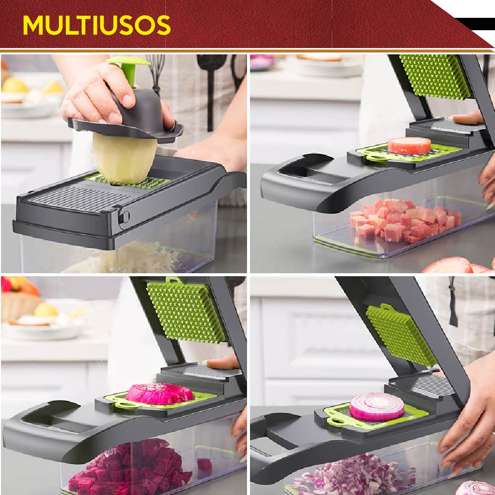 Dicer Plus Cortador CHIC-FANTASY Legumbres Verduras Frutas Rallador Cortador Pelador Rebanador de Verduras mandolina de 16 piezas 
