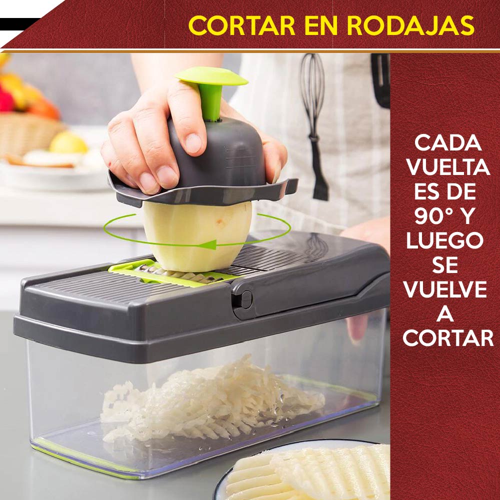 Dicer Plus Cortador CHIC-FANTASY Legumbres Verduras Frutas Rallador Cortador Pelador Rebanador de Verduras mandolina de 16 piezas 