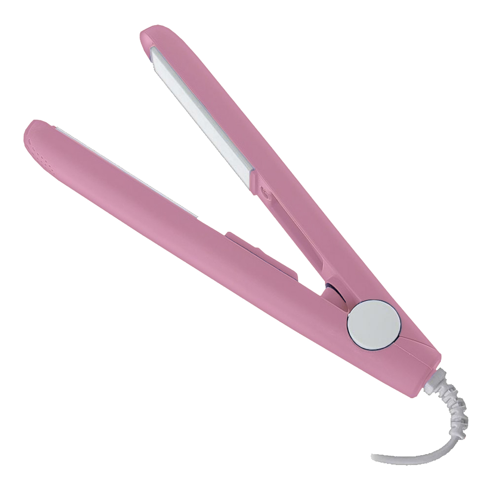 Mini Plancha Alaciadora Tecnología Cerámica + Iones para cabello color rosa