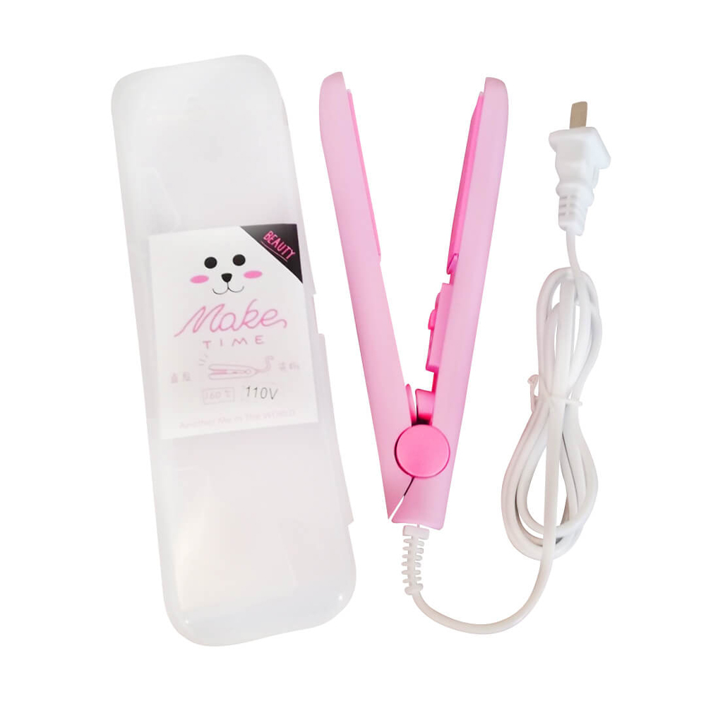 Mini Plancha Alaciadora Tecnología Cerámica + Iones para cabello color rosa