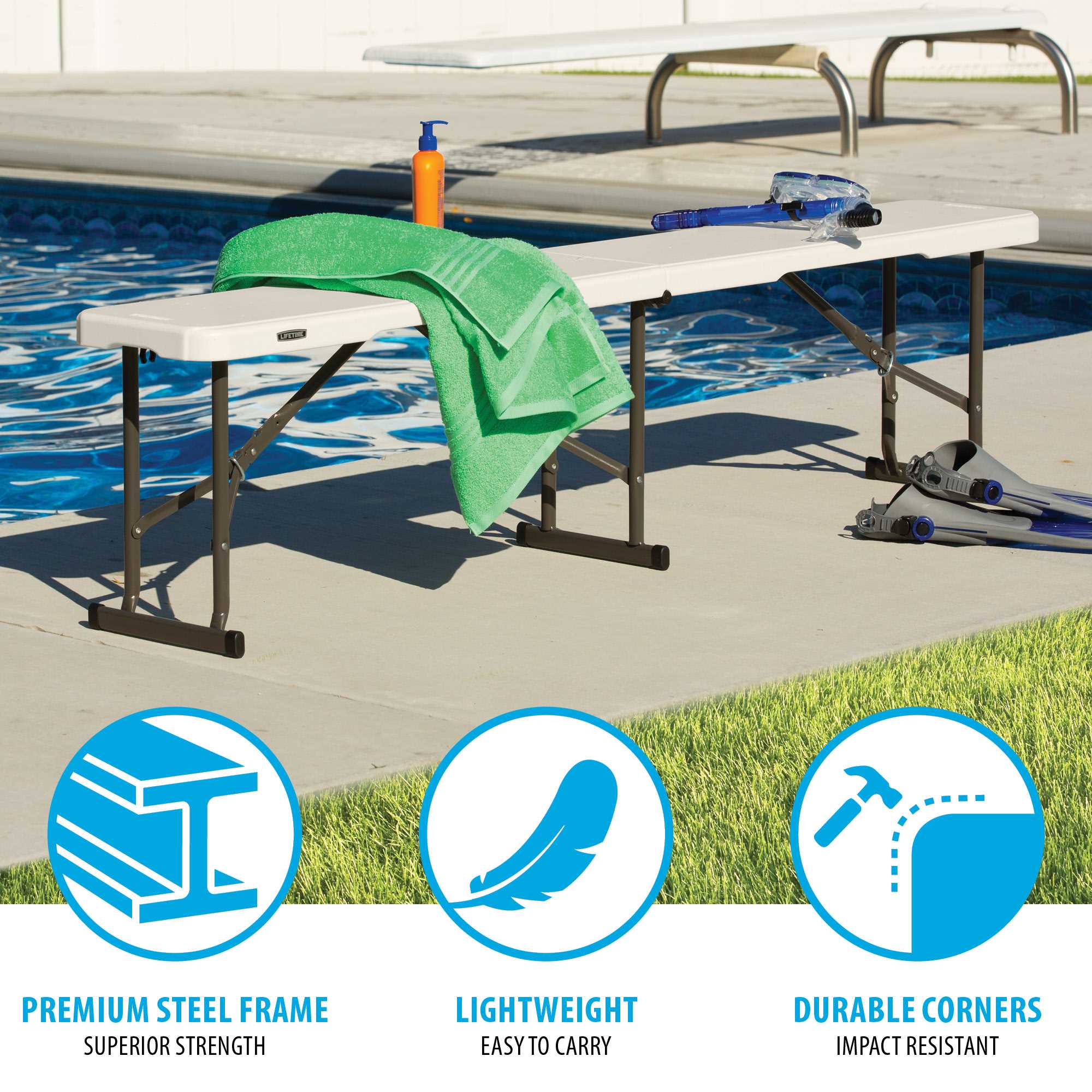 Set / Combo 2 bancas plegables rectangular de 1.83m Lifetime