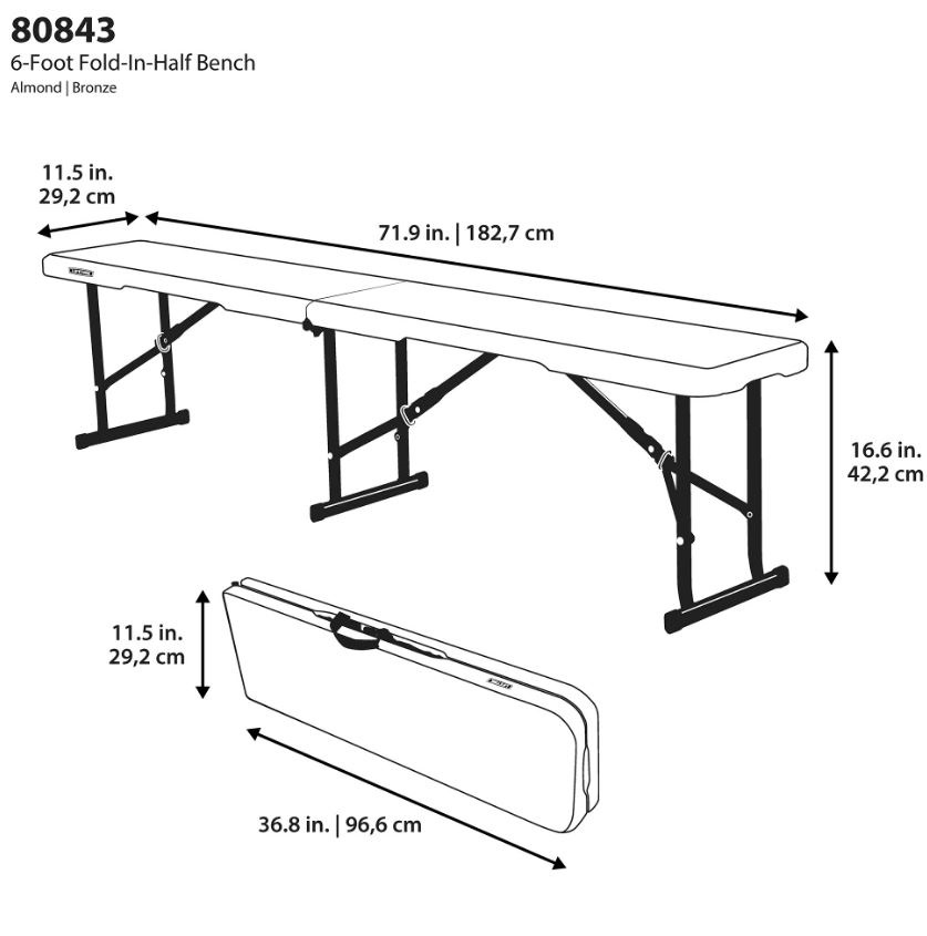 Set / Combo 2 bancas plegables rectangular de 1.83m Lifetime