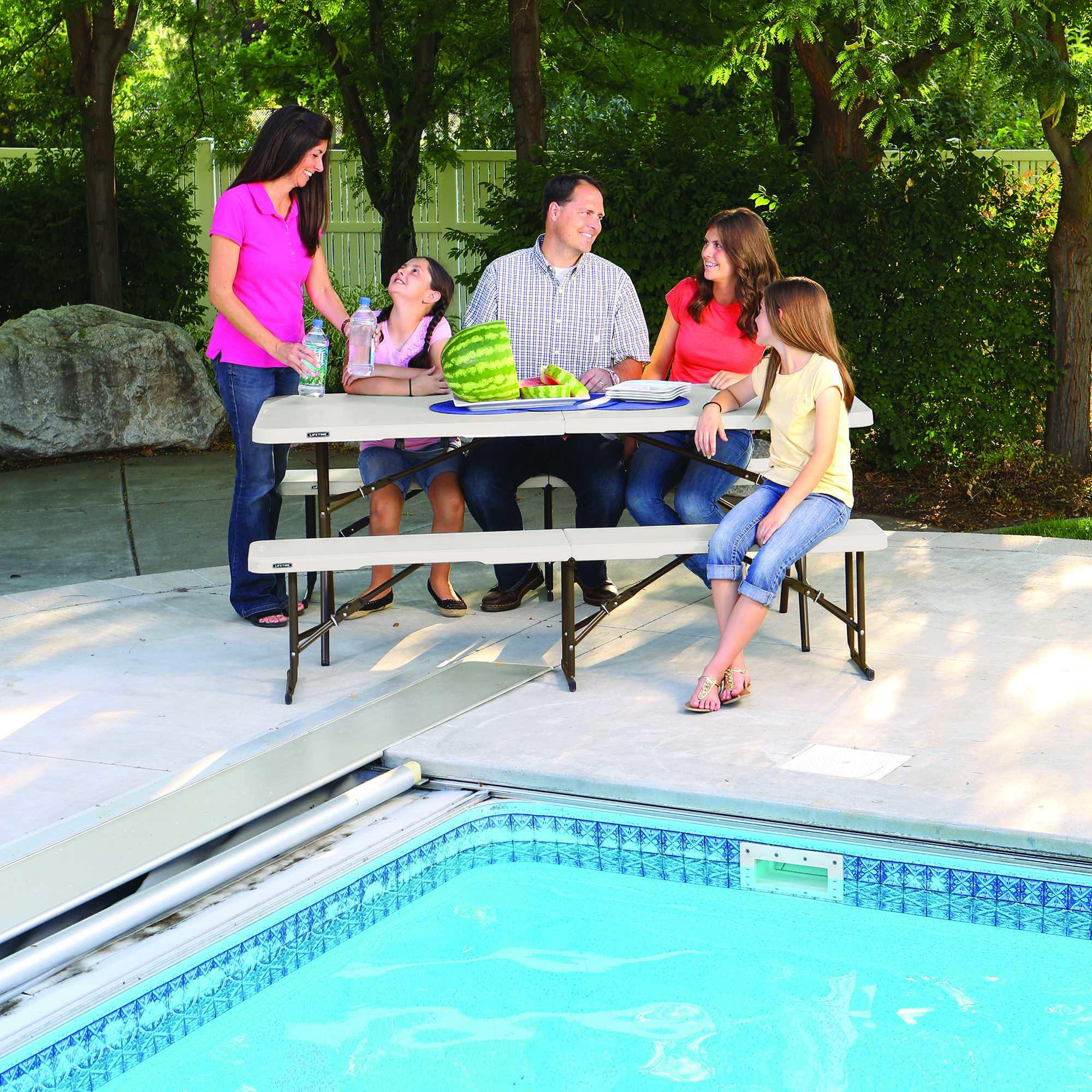 Set / Combo 2 bancas plegables rectangular de 1.83m Lifetime