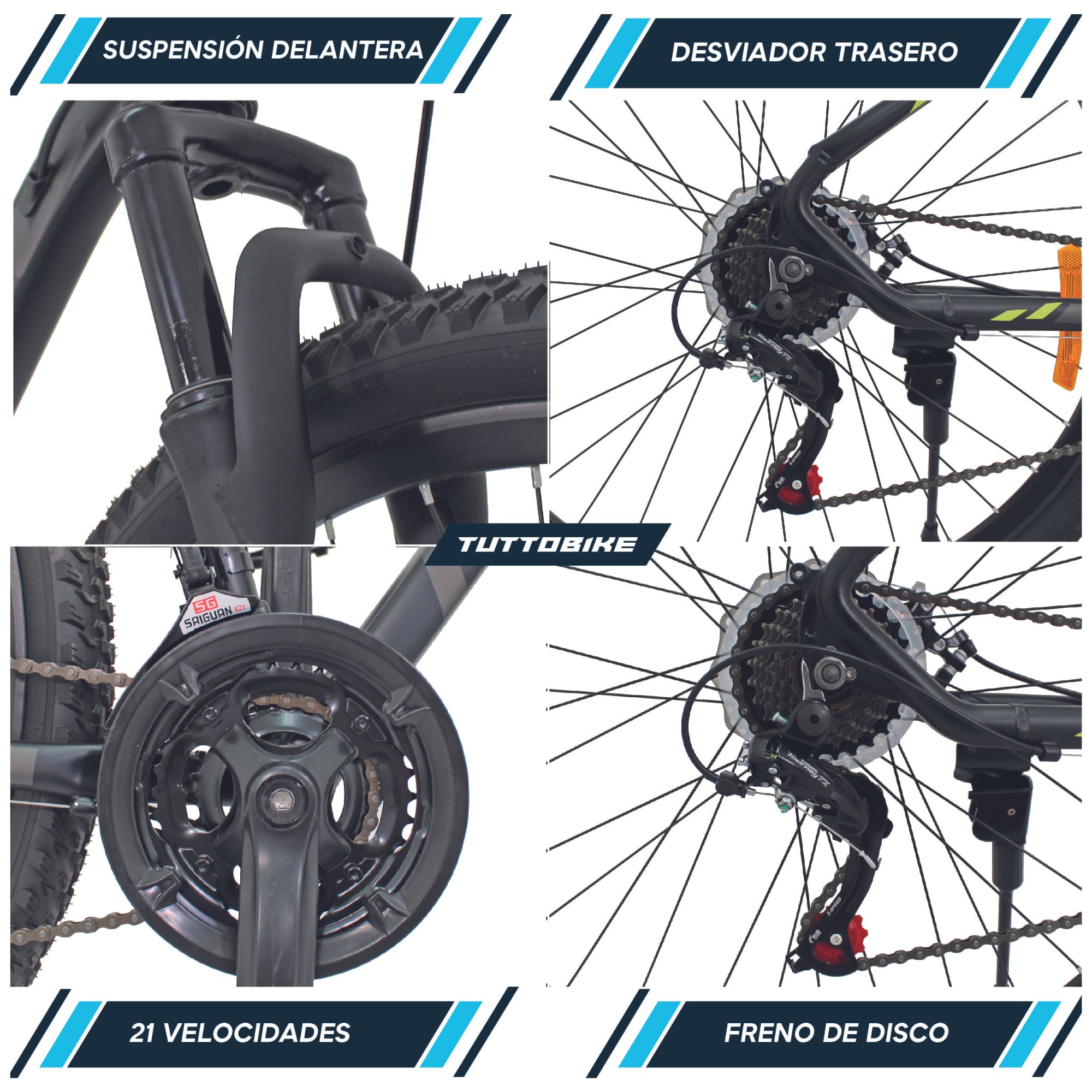 Bicicleta Montaña Rodada 29 21 Velocidades Kugel Cupra Negro Amarillo