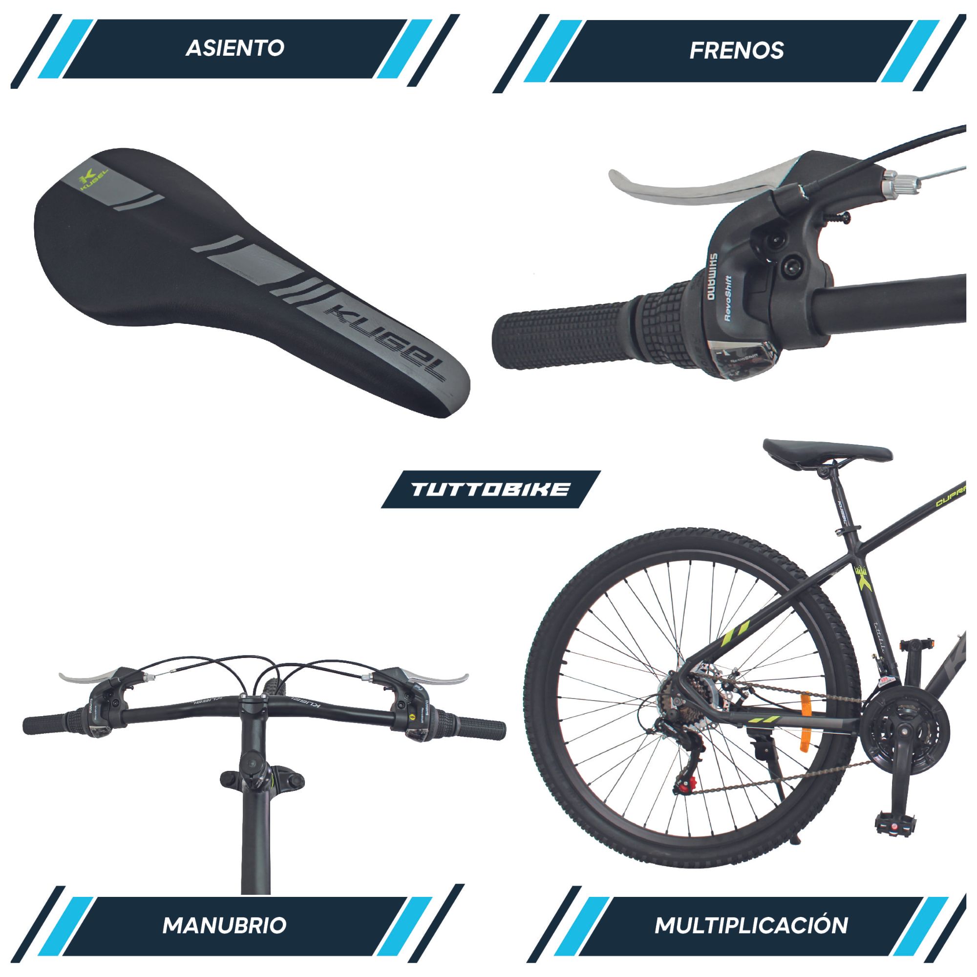 Bicicleta Montaña Rodada 29 21 Velocidades Kugel Cupra Negro Amarillo