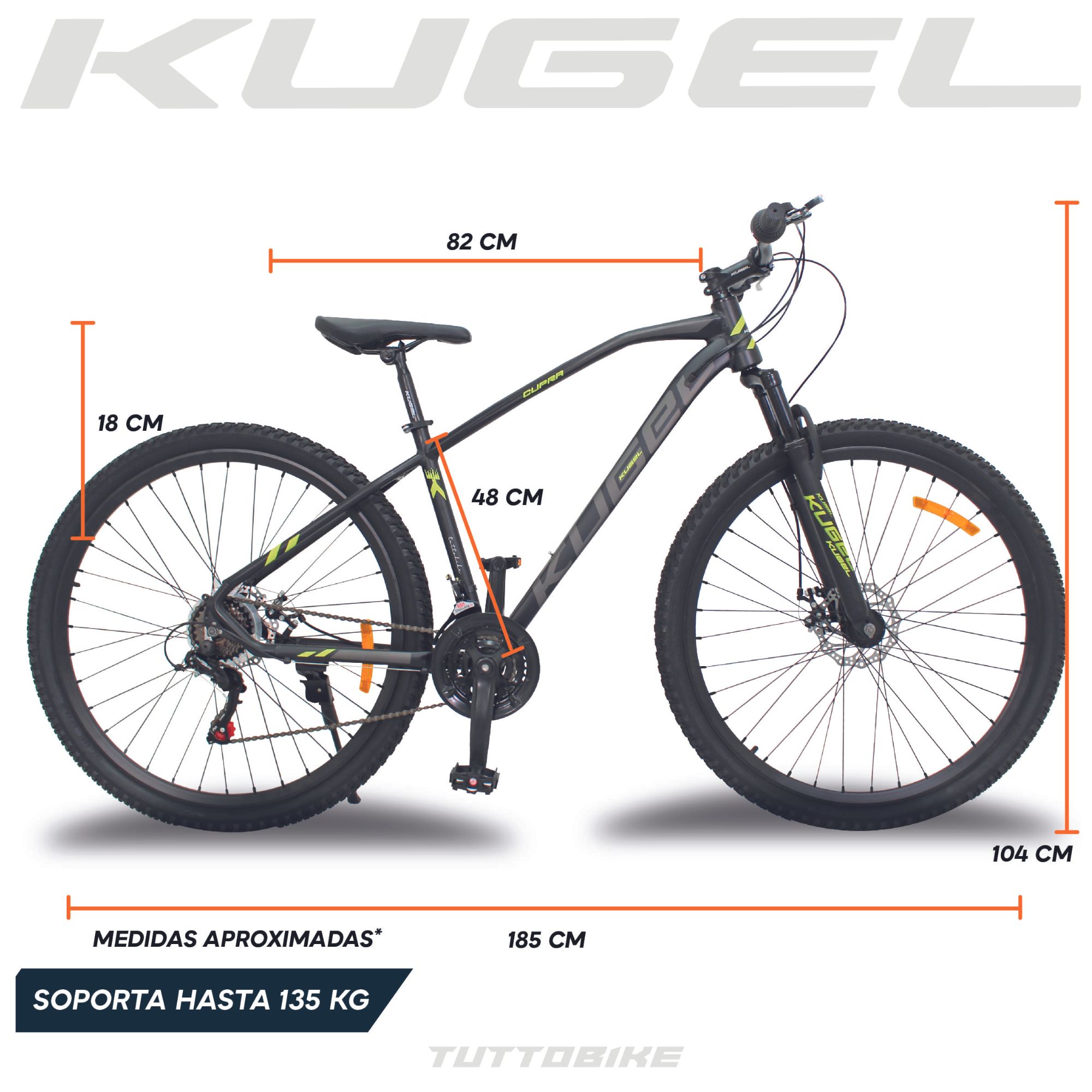 Bicicleta Montaña Rodada 29 21 Velocidades Kugel Cupra Negro Amarillo