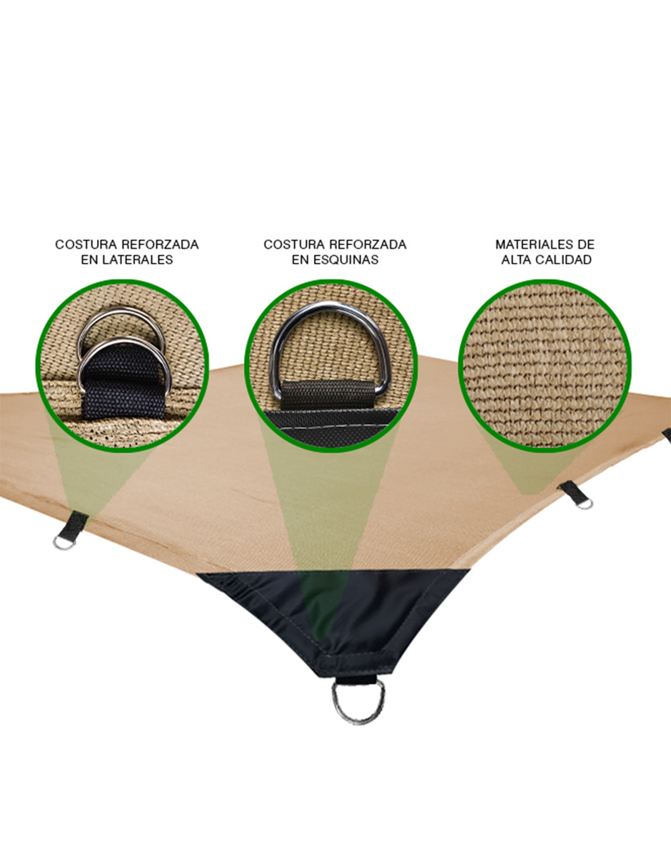 Malla Sombra 5x9 M Raschel 90% Beige Reforzada Hanlob