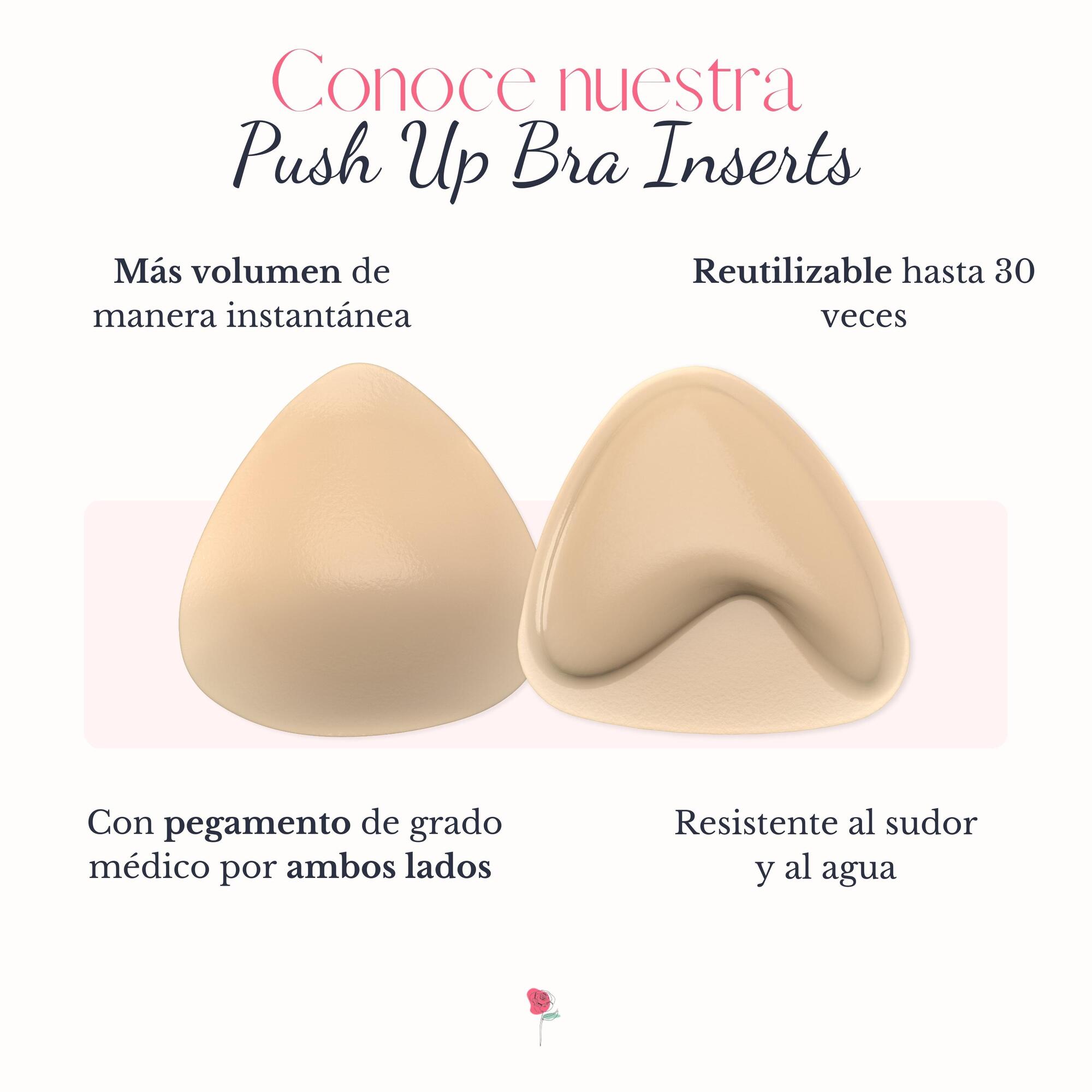 Sophie's Push Up Bra Inserts | Par de insertos para aumento de busto | Sujetador para levantamiento de busto lavable y reutilizable | Relleno de brasier para mujer con pegamento de grado médico por ambos lados | Pads para aumento de pecho