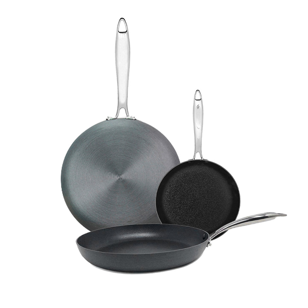 Set Sartenes 20/24/28cm Aluminio Anodizado Antiadherente Bogner