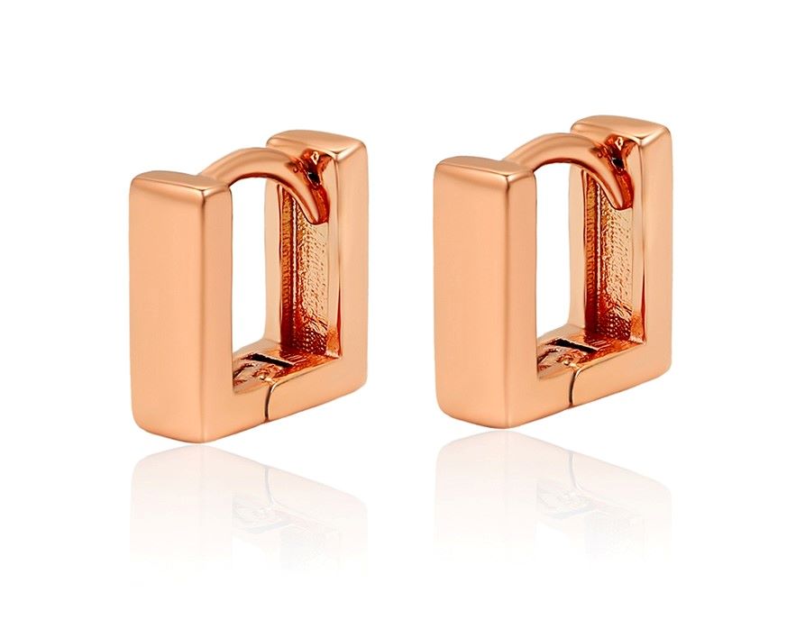 ARETES NIÑA BEBE CUADRO CHICO ORO LAMINADO ROSADO 18K HIPOALERGENICO