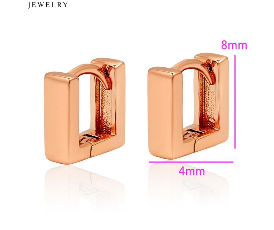 ARETES NIÑA BEBE CUADRO CHICO ORO LAMINADO ROSADO 18K HIPOALERGENICO