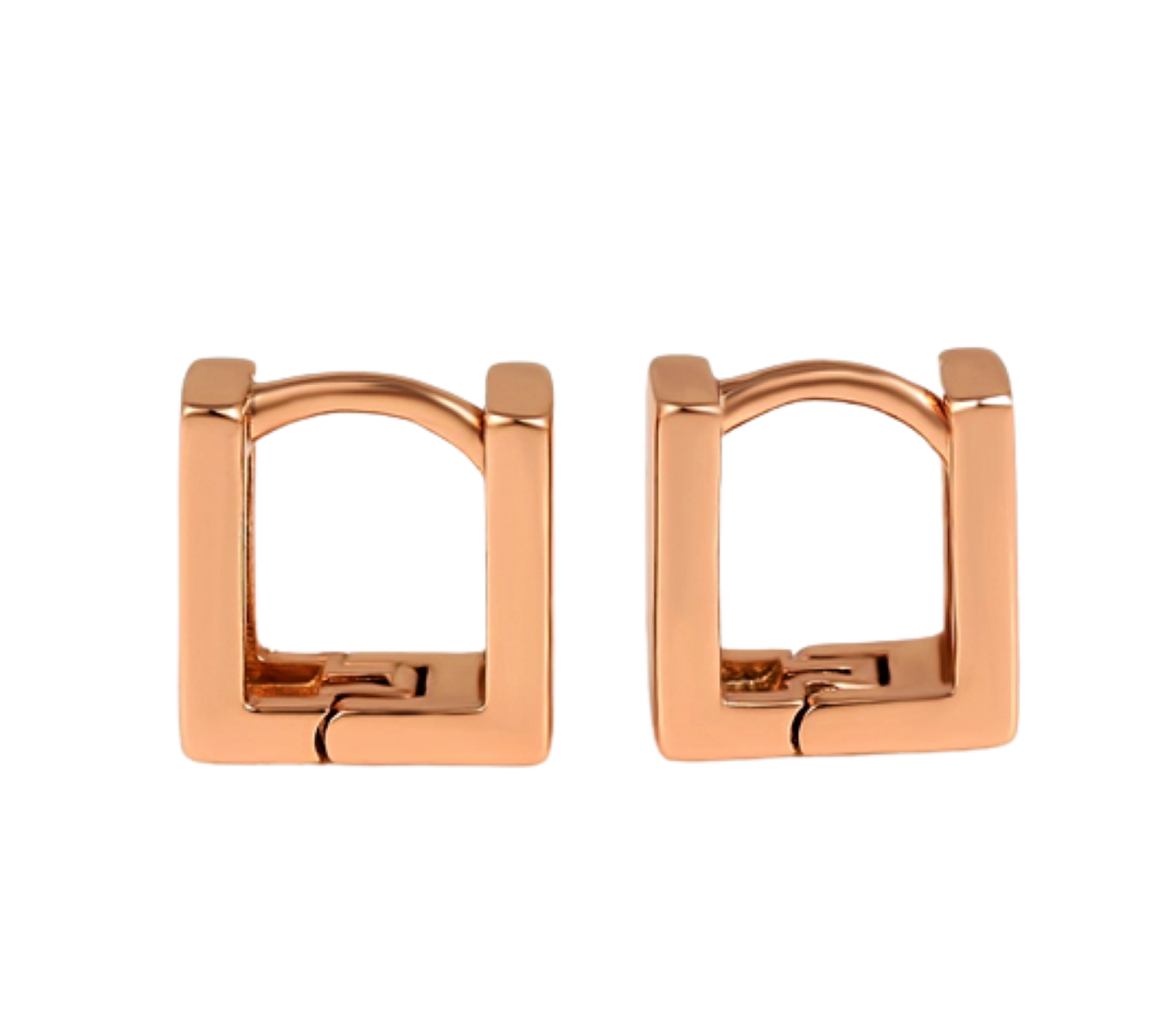 ARETES NIÑA BEBE CUADRO CHICO ORO LAMINADO ROSADO 18K HIPOALERGENICO