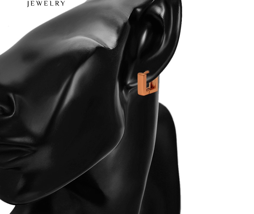 ARETES NIÑA BEBE CUADRO CHICO ORO LAMINADO ROSADO 18K HIPOALERGENICO