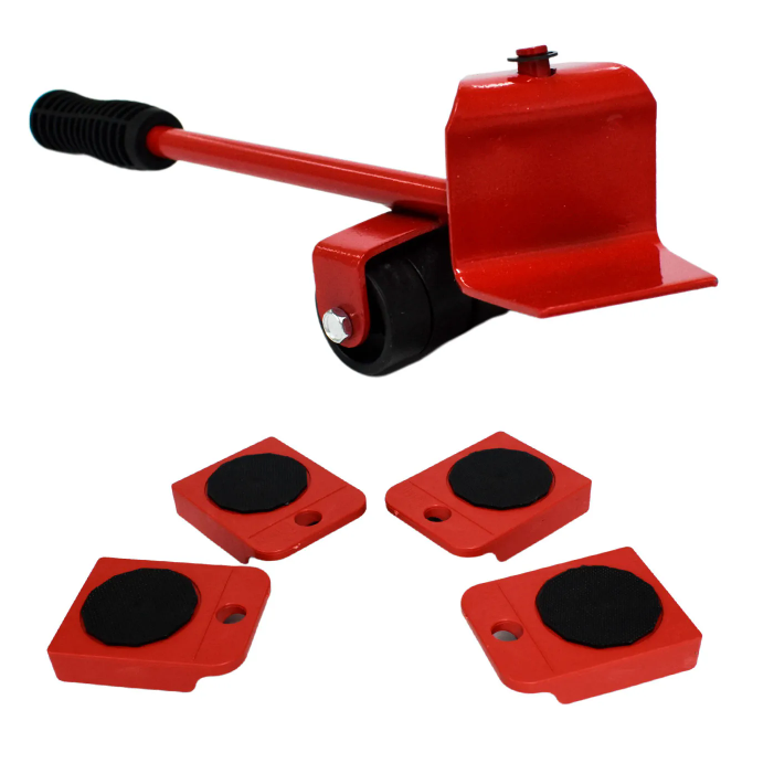 Kit De 4 Bases Con Llantas Y Gato P Mover Muebles Pesados