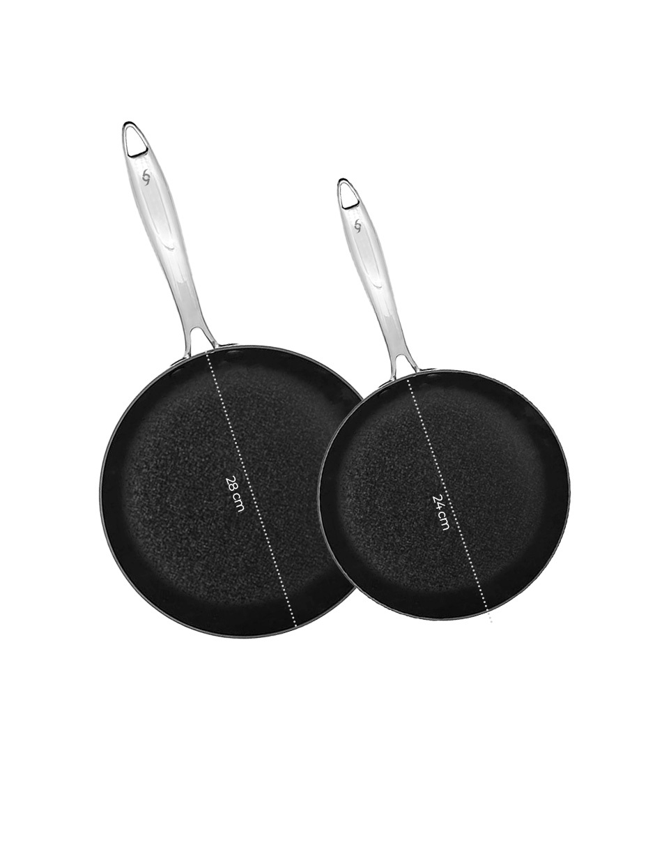 Set Sartenes 28/24cm Aluminio Anodizado doble Antiadherente Bogner