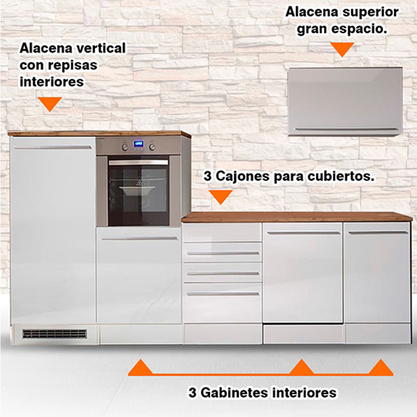 Set De Muebles Modulares Para Cocina Jazz Blanco 2.90 metros 