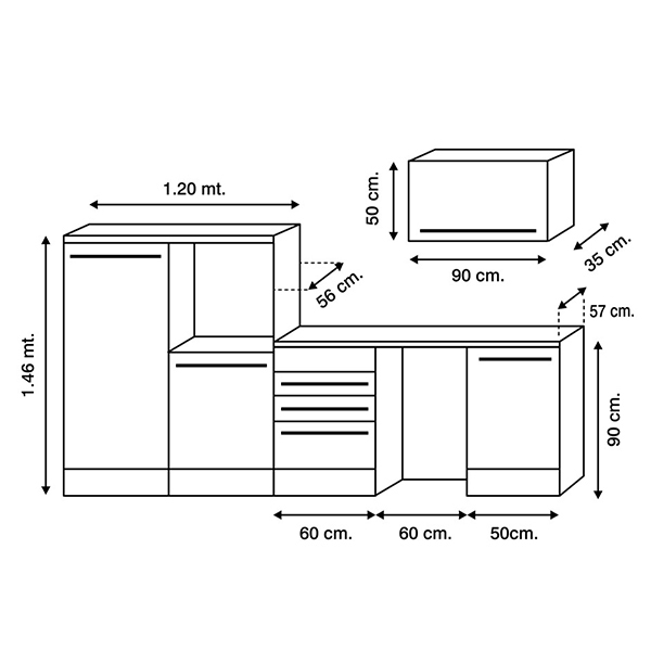 Set De Muebles Modulares Para Cocina Jazz Blanco 2.90 metros 