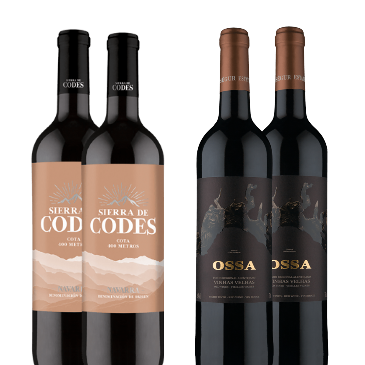 Pack 2 Vino Sierra de Codes 400 & Pack 2 Vino Ossa Vinhas 