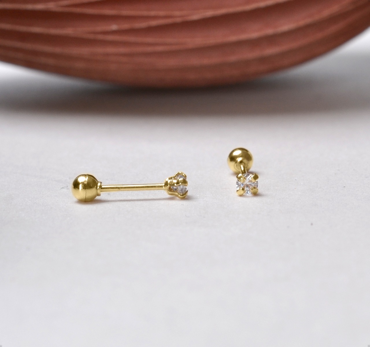 Aretes | Broqueles Oro 10k | Mini Bebé 2mm + Estuche Regalo