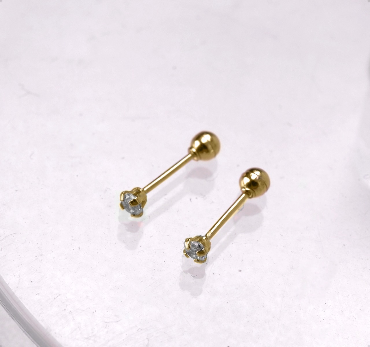 Aretes | Broqueles Oro 10k | Mini Bebé 2mm + Estuche Regalo