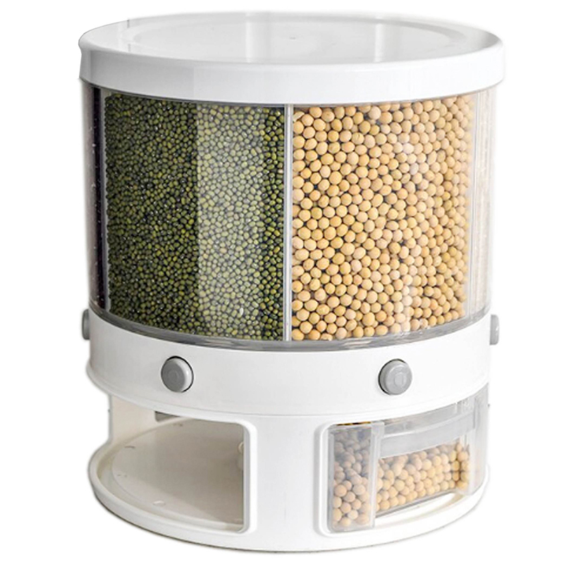 Dispensador RD ROYAL COOK de Semillas, Dispensador de Granos y alimentos secos, Dispensador con capacidad de 10 L. 6 separadores para mesa