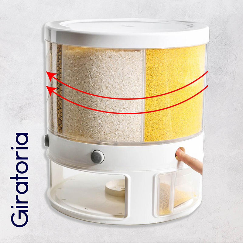 Dispensador RD ROYAL COOK de Semillas, Dispensador de Granos y alimentos secos, Dispensador con capacidad de 10 L. 6 separadores para mesa