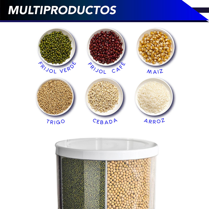 Dispensador RD ROYAL COOK de Semillas, Dispensador de Granos y alimentos secos, Dispensador con capacidad de 10 L. 6 separadores para mesa