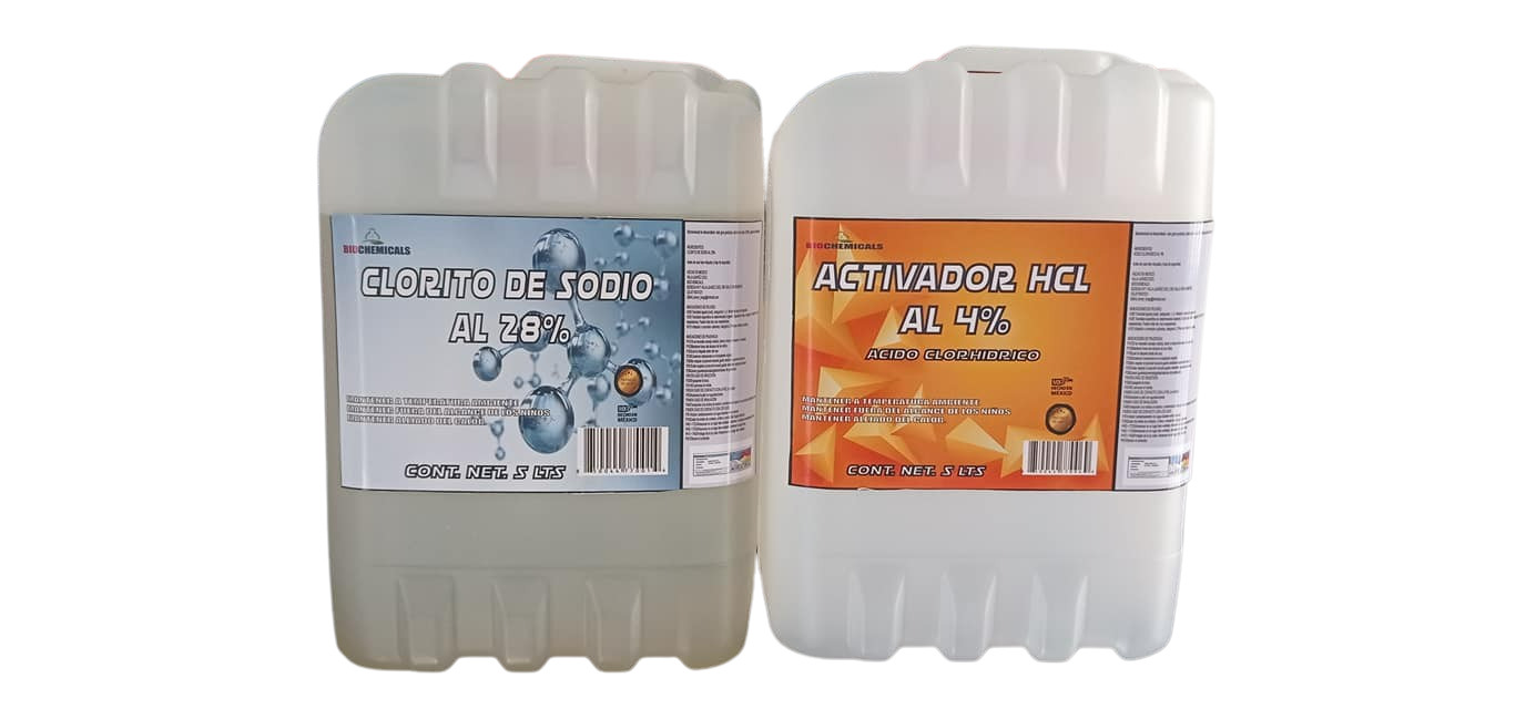 CLORITO DE SODIO Y ACTIVADOR HCL 5 LTS C/U (PARA CDS O DESINFECTANTE)