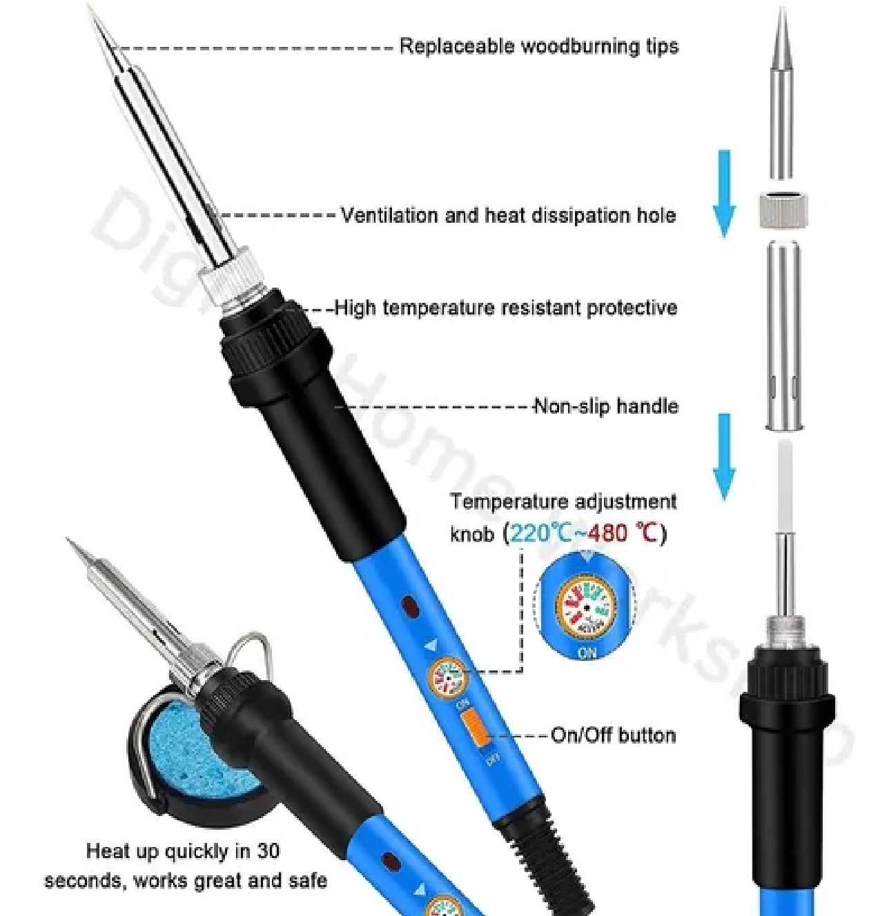 Kit Pirograbador De Madera 220-480c Regulable 60w