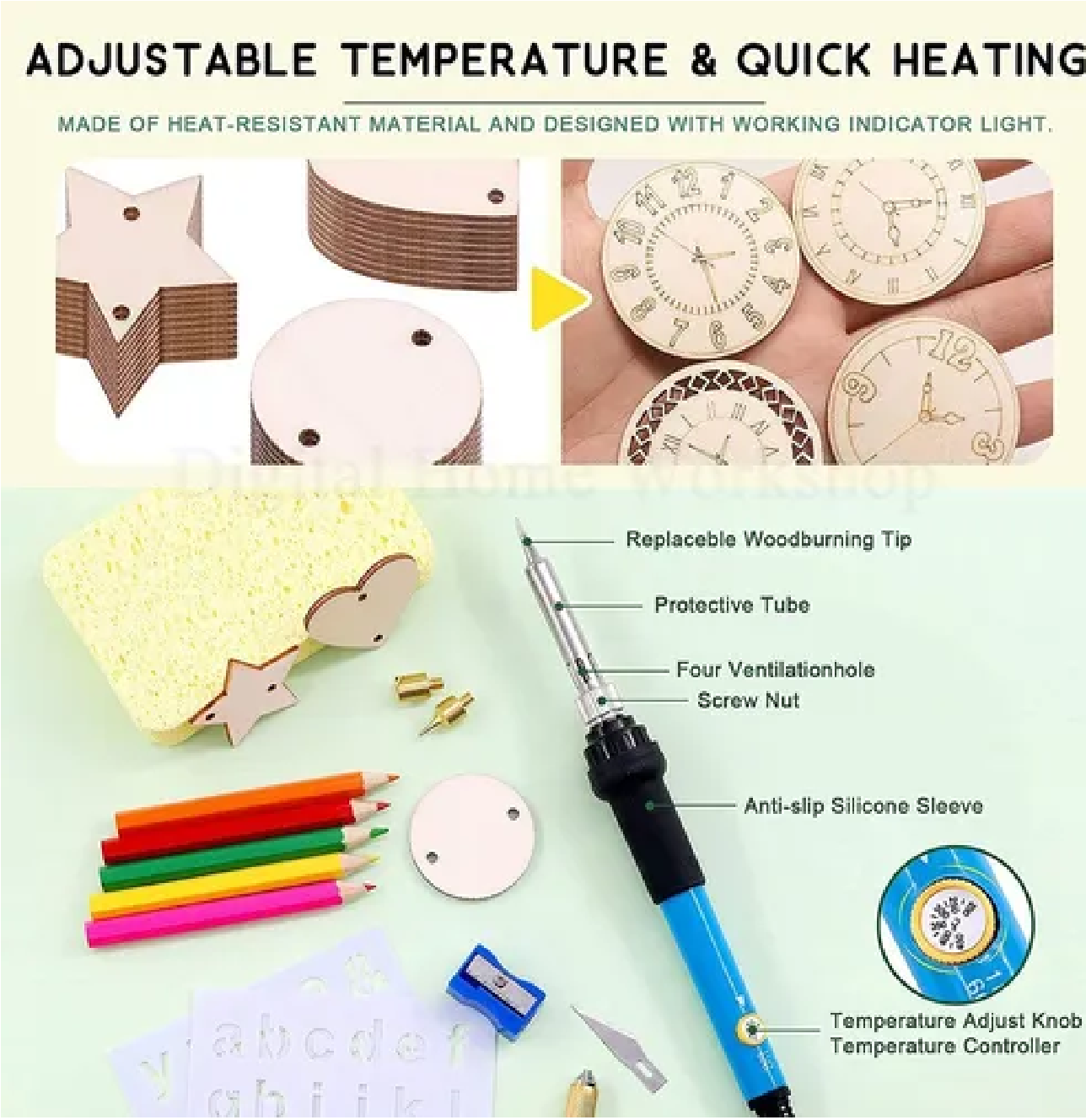 Kit Pirograbador De Madera 220-480c Regulable 60w