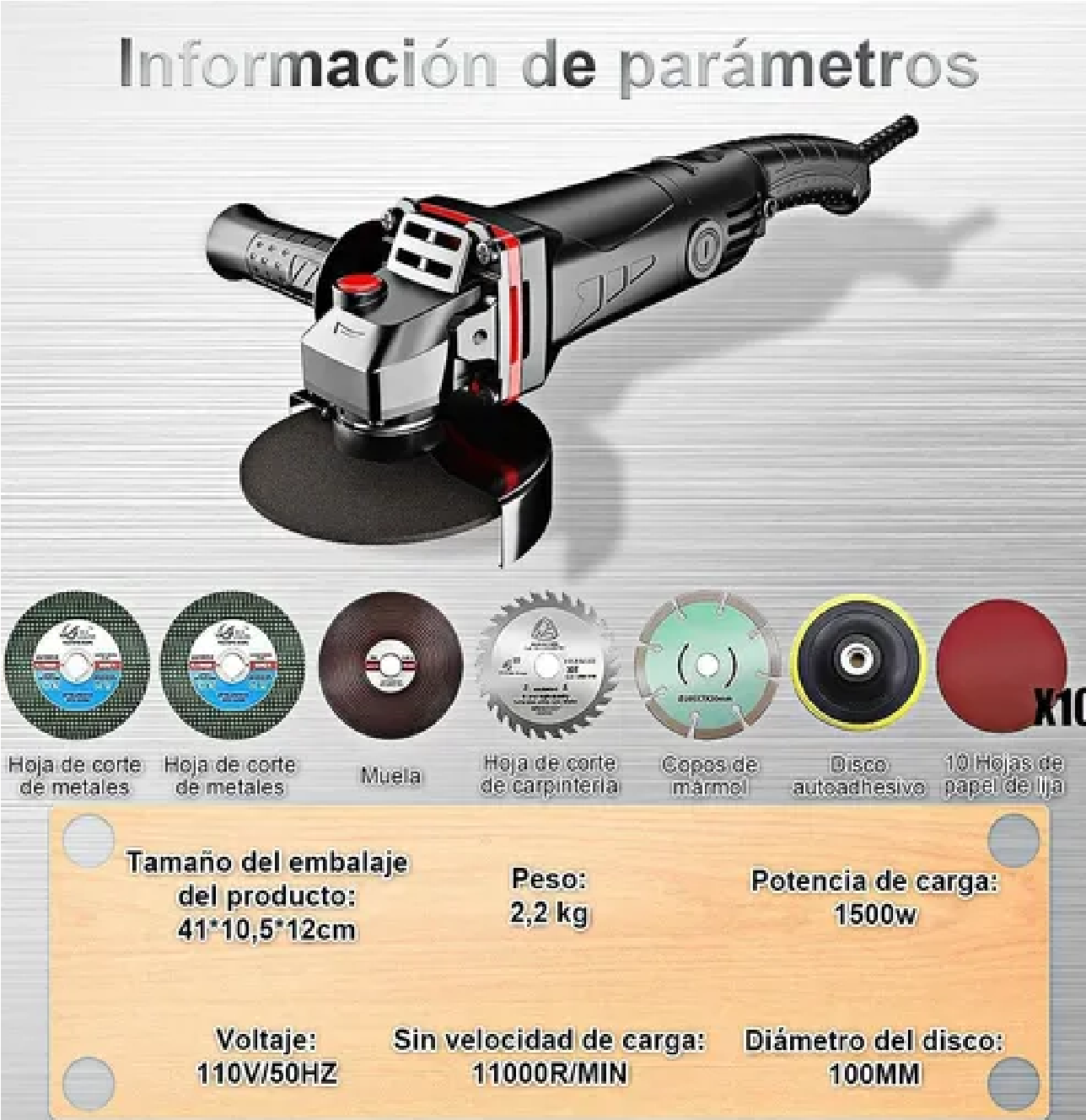 Esmeriladora Angular 860w 110v con Accesorios