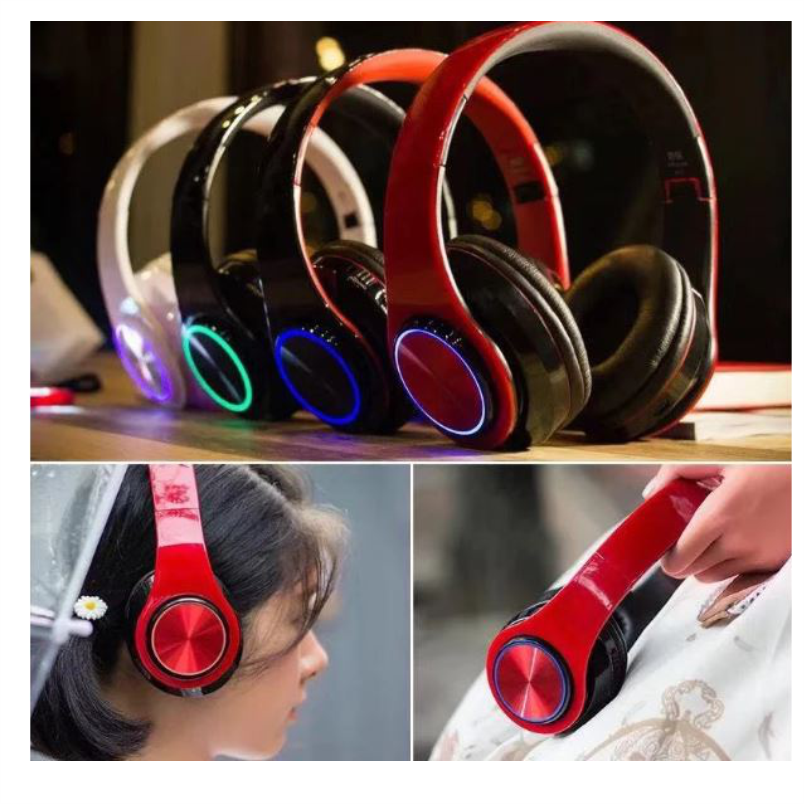 Auriculares audifonos Bluetooth con graves profundos, iluminación LED, inalámbricos, plegables, estéreo, Bluetooth 5.0, micrófono b39
