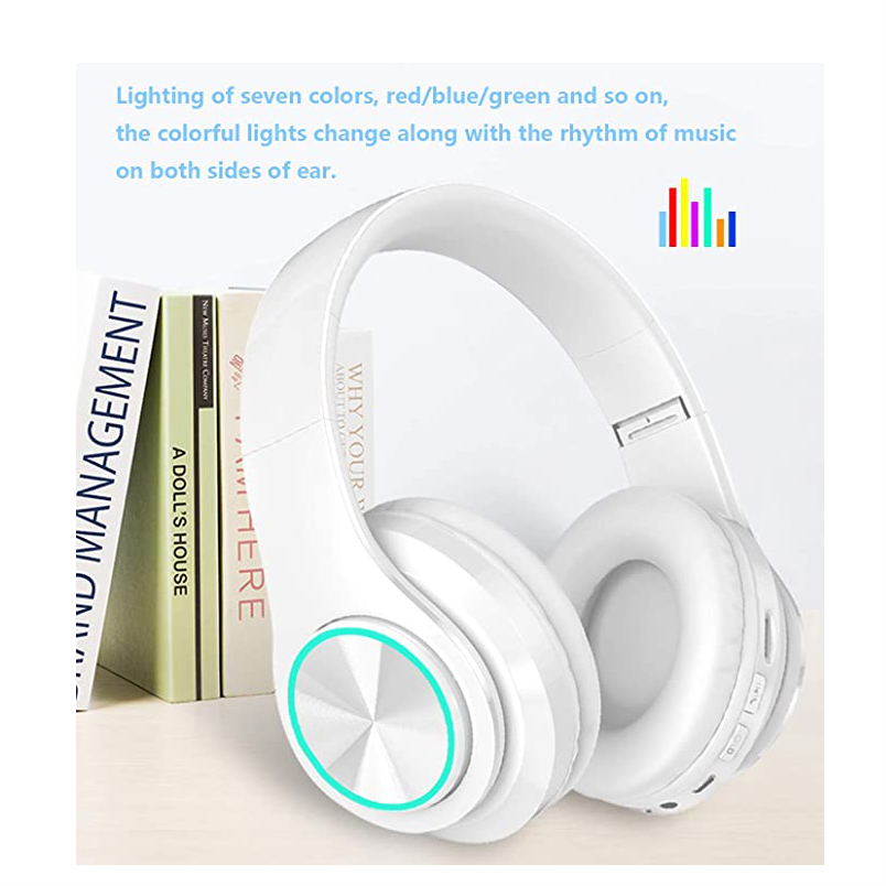 Auriculares audifonos Bluetooth con graves profundos, iluminación LED, inalámbricos, plegables, estéreo, Bluetooth 5.0, micrófono b39