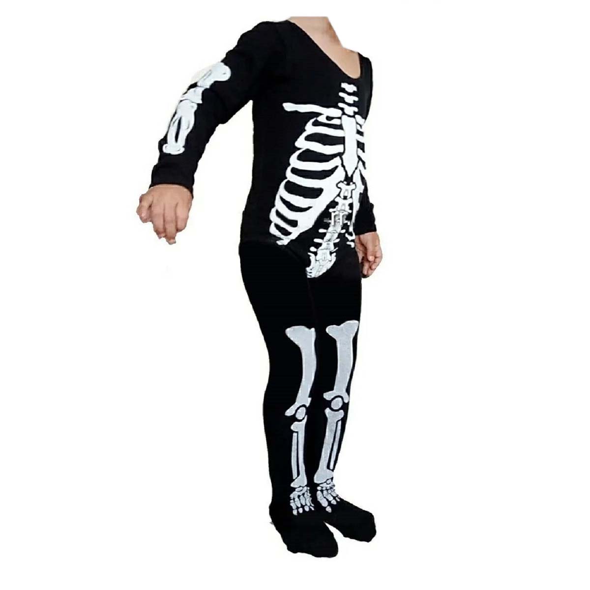 Disfraz De Calavera Niña + Mallas De Calavera, Grueso, Body Talla Mediana